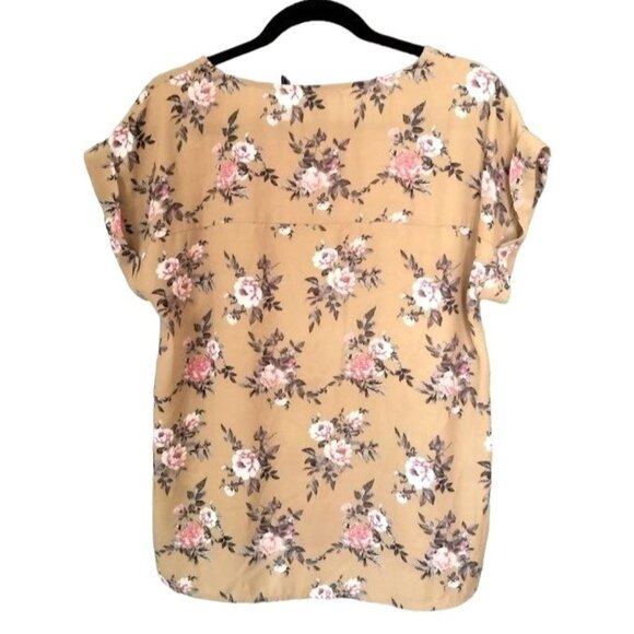 Forever 21 Floral Print Mustard Yellow Blouse Size Small Lightweight Casual Top - Picture 4 of 5